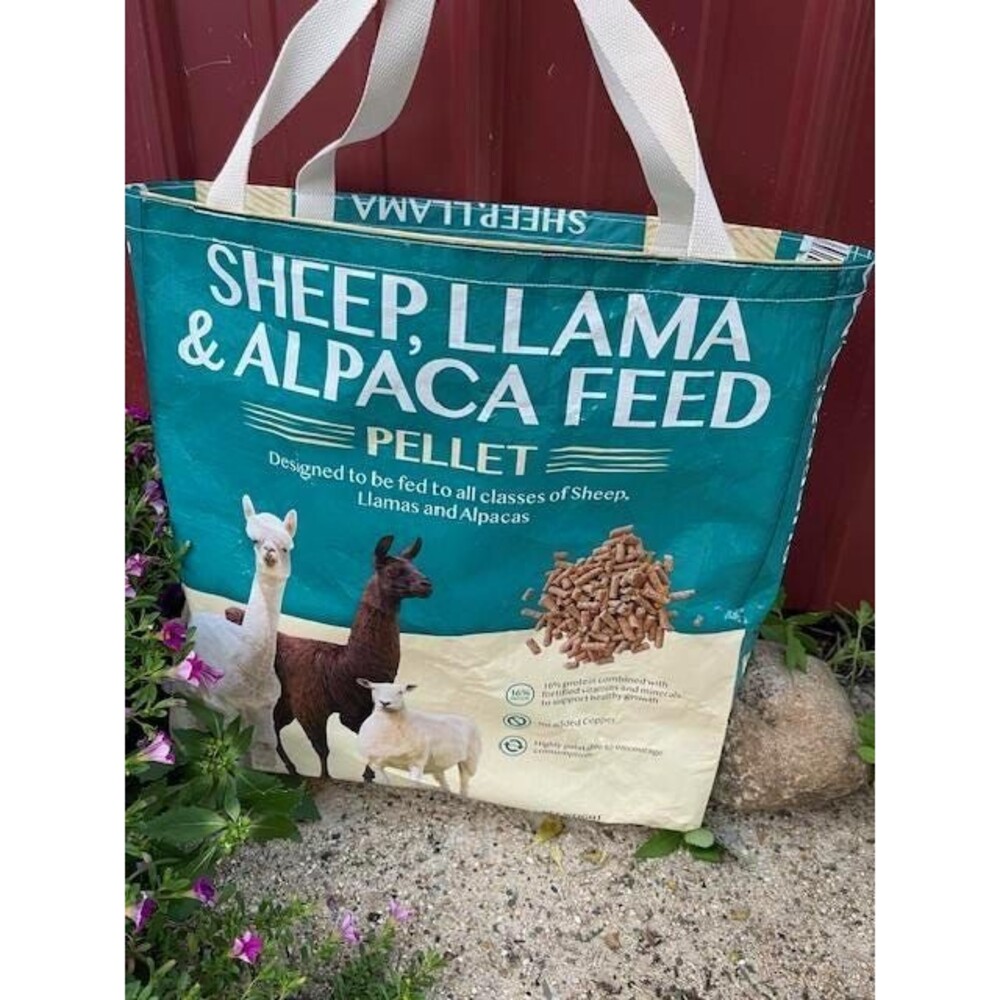 Upcycled Llama & Alpaca Feed Bag Tote | Heavy Duty Eco-Friendly Tote